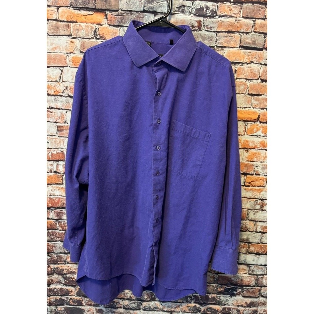 Paul Stuart Purple Solid Long Sleeve Dress Shirt XXL Made in Canada